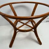 Table à manger en rotin plateau en verre vintage