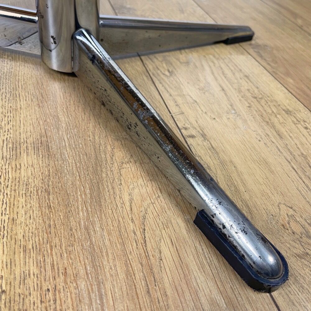 Blue ceramic table and chrome 70's