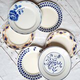 Old flat plates mismatched in earthenware