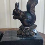 Squirrel bookends signed Tedo, Art Deco