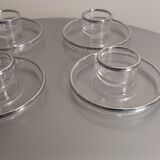 4 acrylic egg cups with silver edging Guzzini vintage 70s