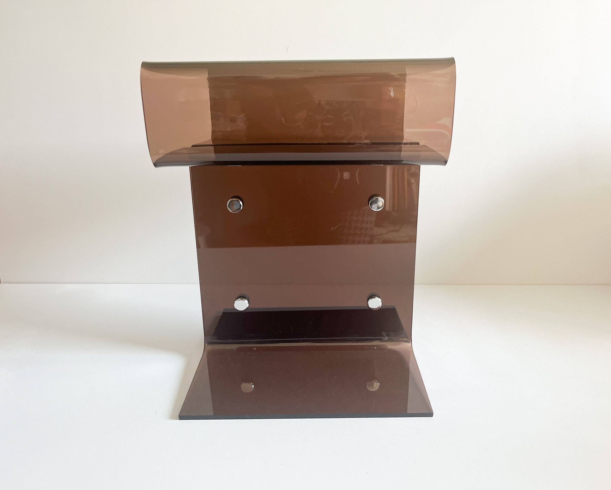 Side table or bedside table, smoked Altuglas, Michel Dumas, 1970s.