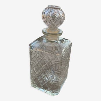 Vintage transparent molded glass whisky decanter