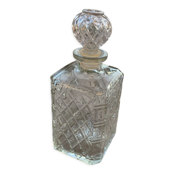 Vintage transparent molded glass whisky decanter