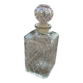 Carafe à whisky en verre moulé transparent vintage