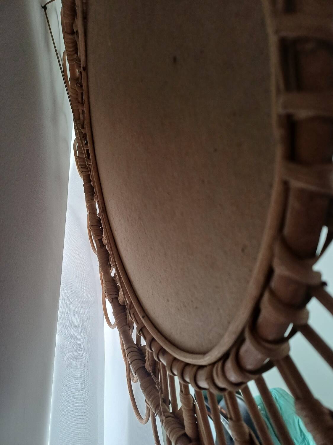 Large rattan sun mirror from the 50s/60s