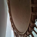 Large rattan sun mirror from the 50s/60s