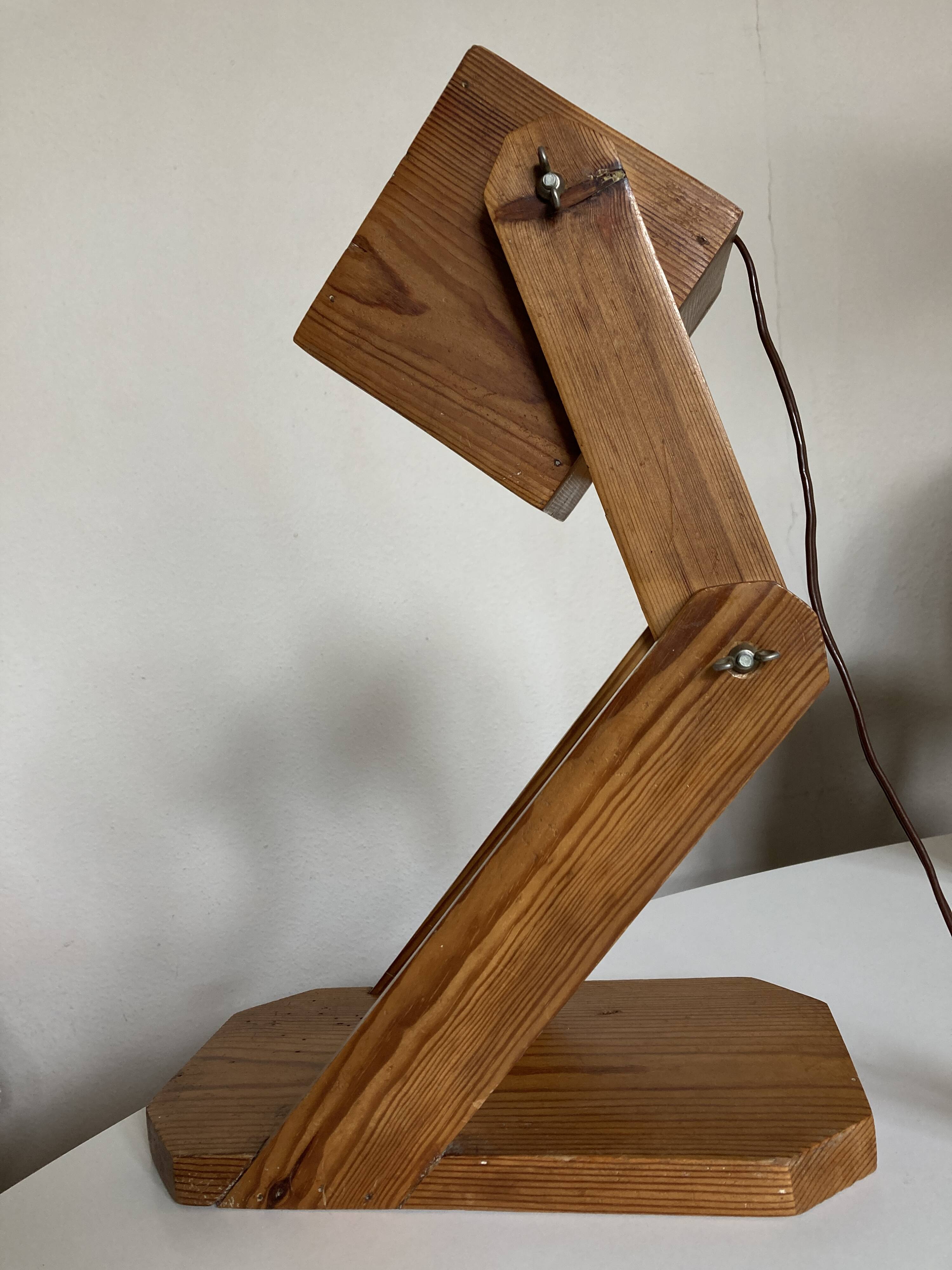 Articulated lamp in mountain chalet pine wood 1960