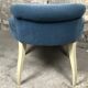 1930 blue velvet hairdresser chair and curved wooden feet