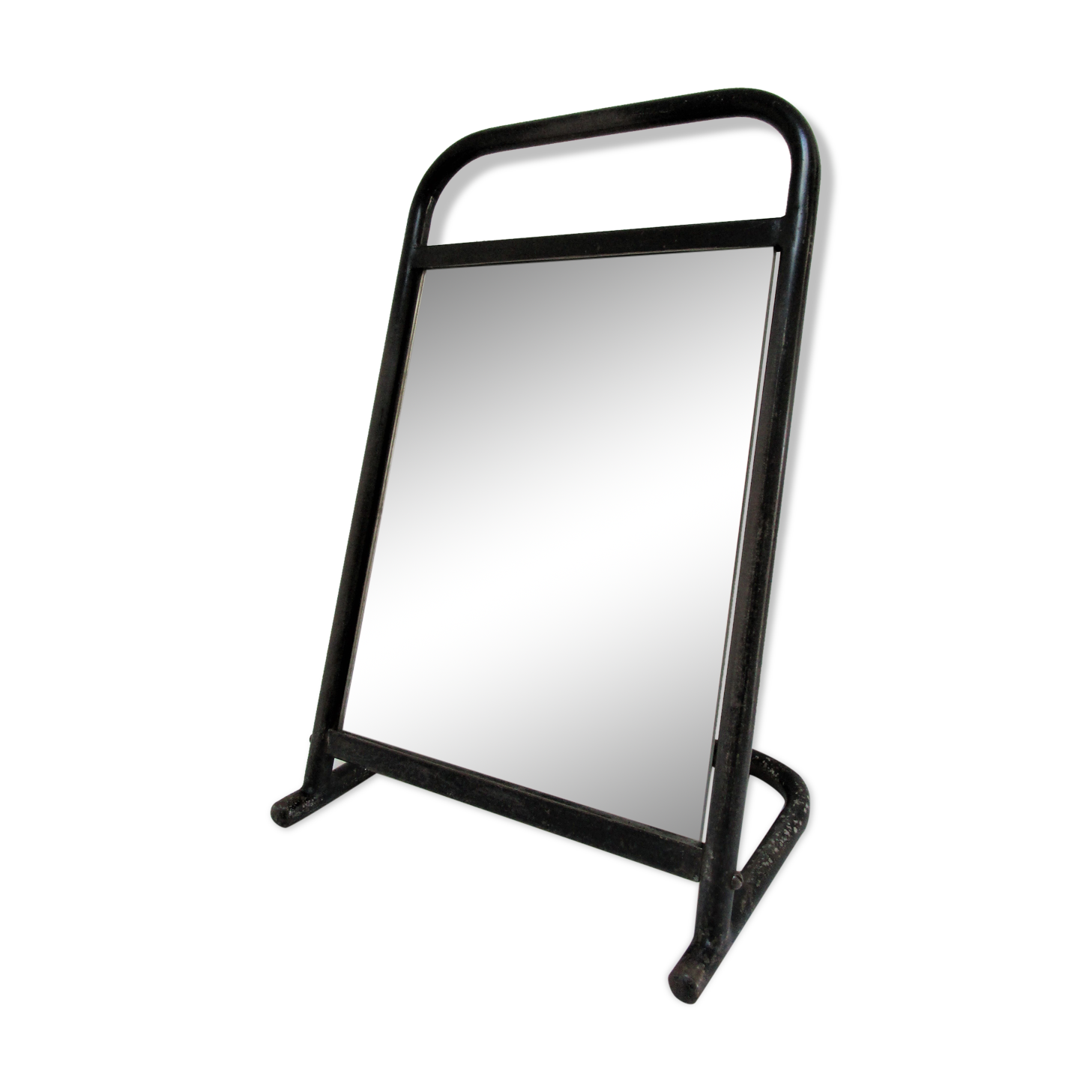 Vintage patinated metal shoe mirror