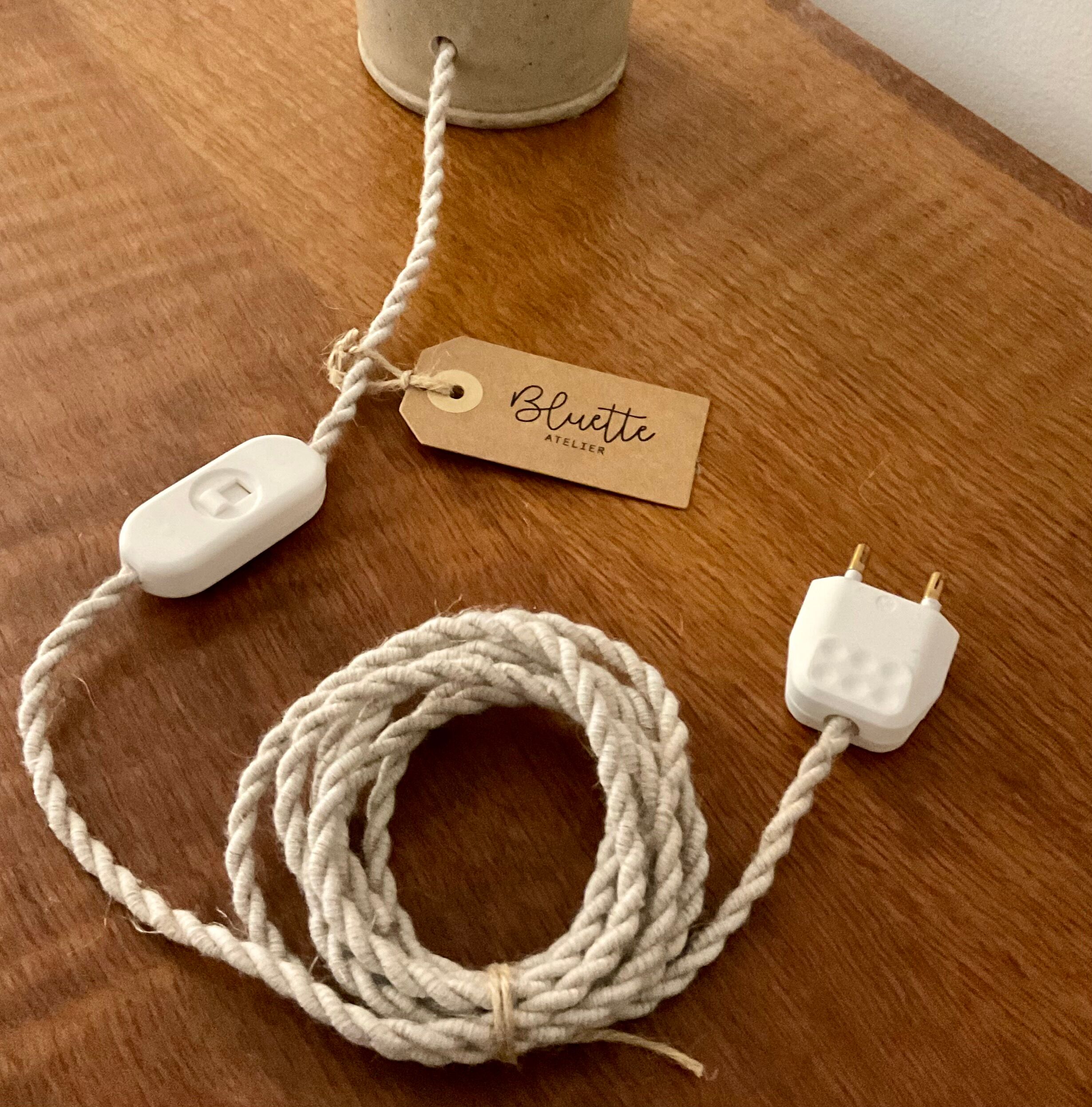 Stoneware and rope lamp