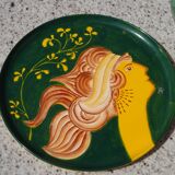 Ceramic lamp, vase and matching plate, Drimmer