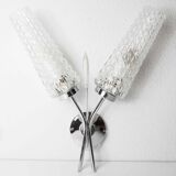 Double wall lamp 1960 chrome and glass and transparent tip