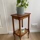 Small bedside table, nightstand, two-top ash plant stand with discreet drawer