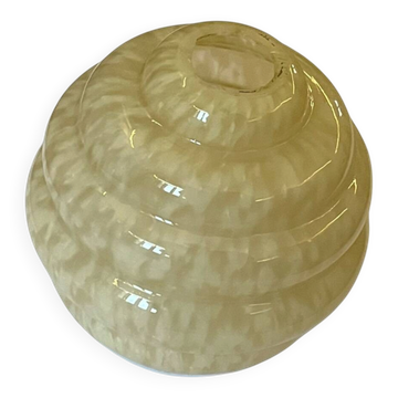 Globe ancien Art déco jaune pâle en verre moucheté de Clichy