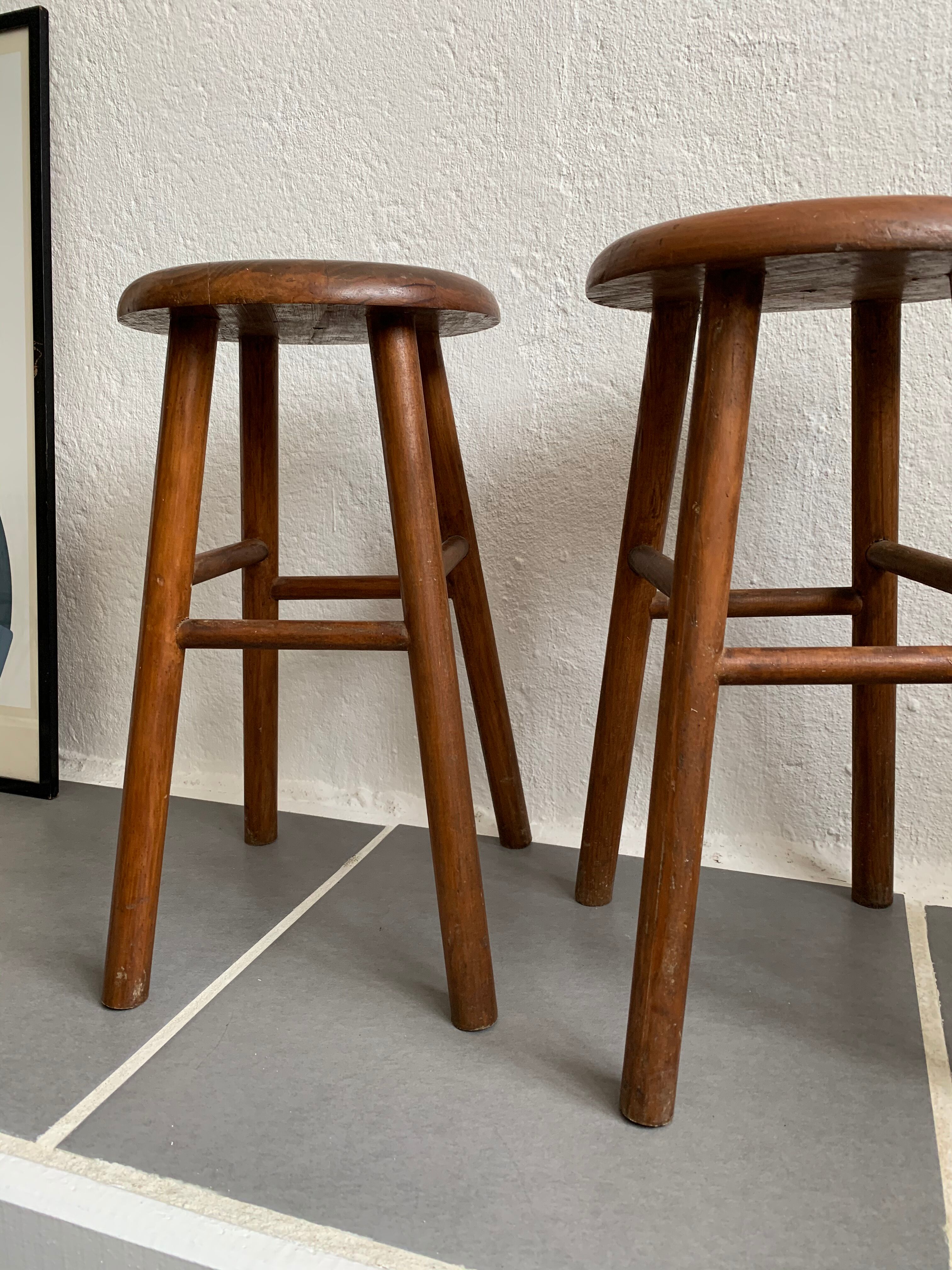 Pair of vintage wooden stools