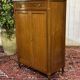 Small Louis XVI style cabinet in mahogany, oak, and marble top.