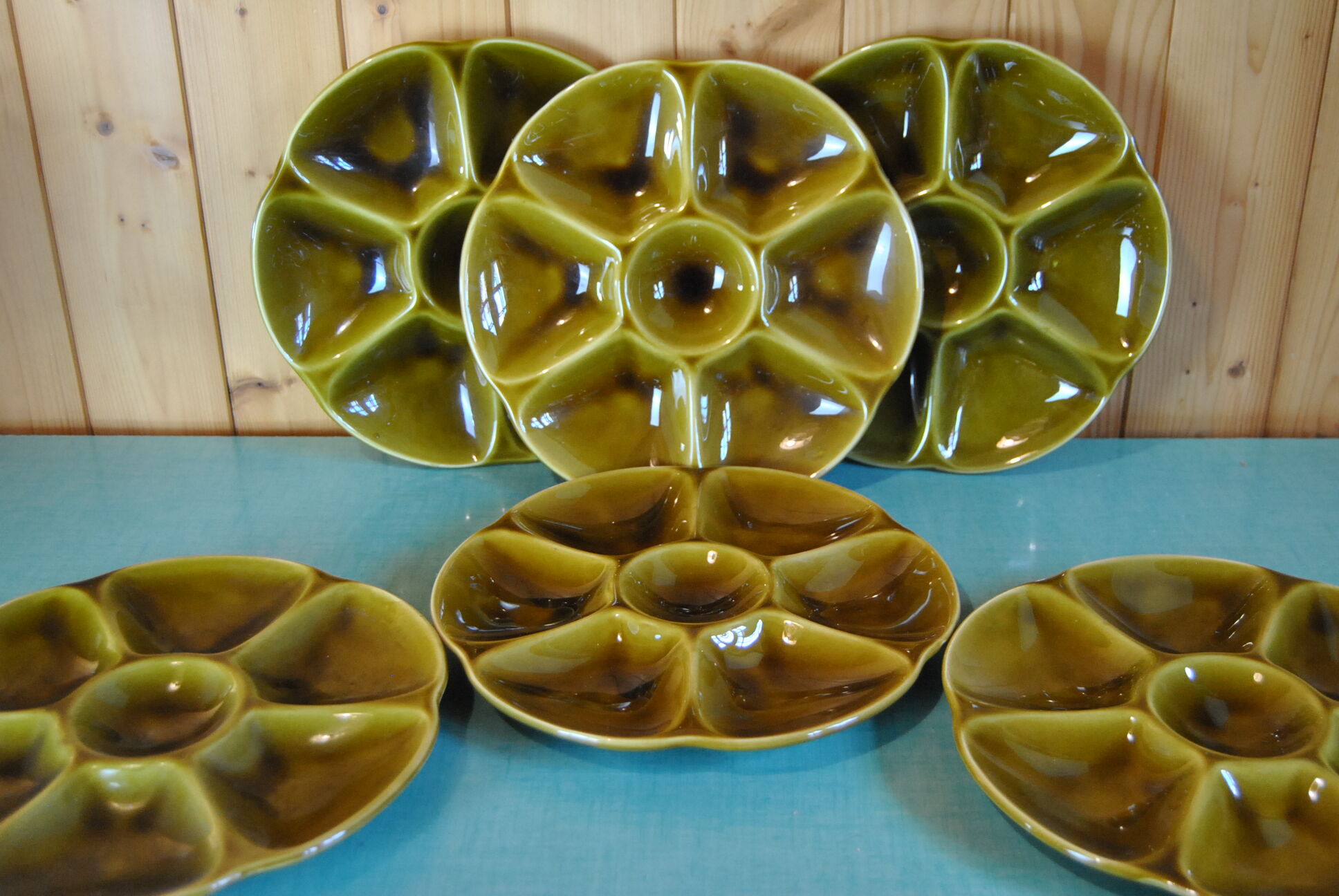 Set of 6 oyster plates in Gien earthenware
