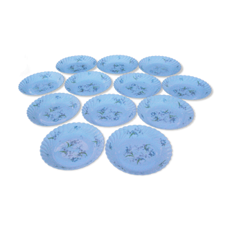 12 hollow plates in limoges porcelain haviland torso lily of the valley forget-me-not