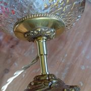 Duo desk lamps, vintage inspiration, bronze and ocher tulip glass