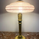 Glass and brass table lamp
