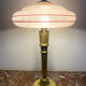 Glass and brass table lamp