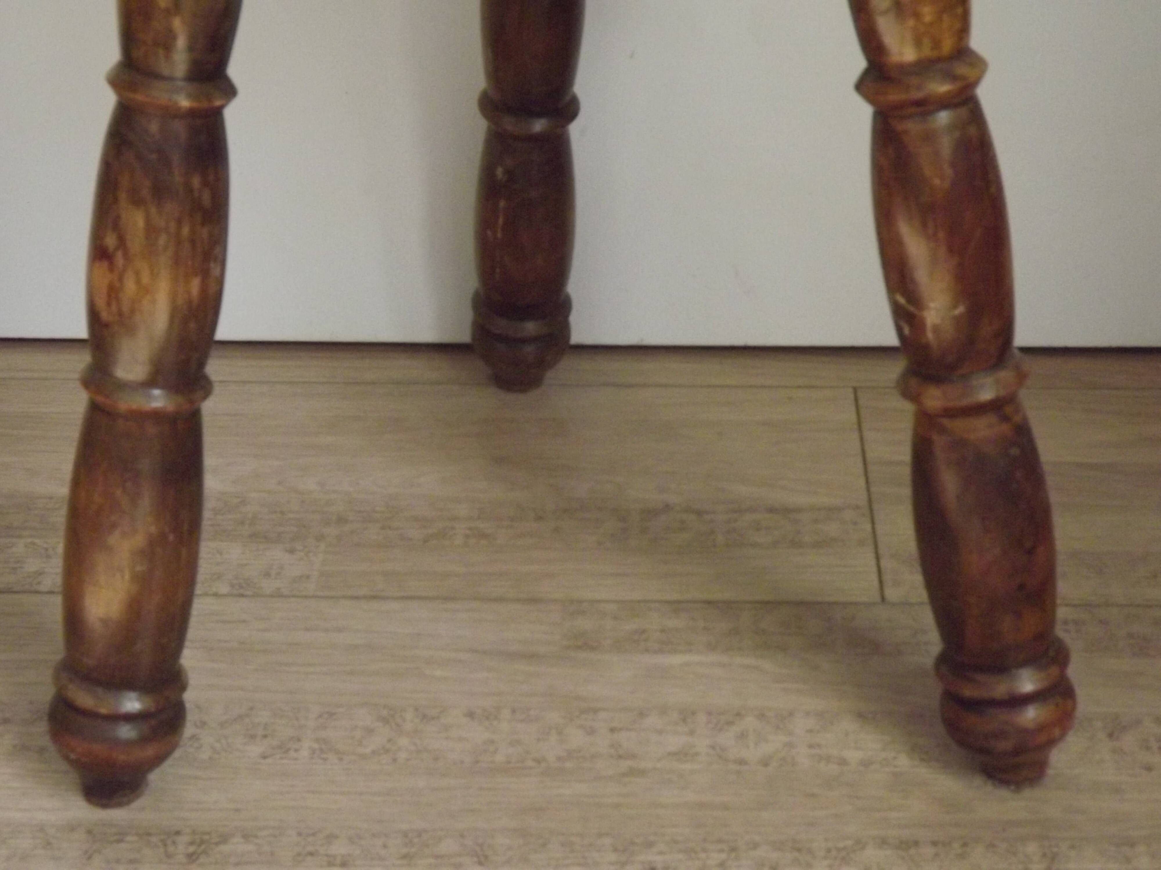 Vintage French Handmade Wooden Milk Stool with 3 Spindle Legs and Bullseye Seat 5311