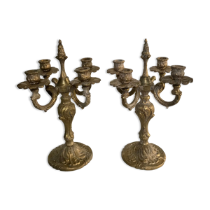 paire de chandeliers en bronze doré