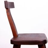 Set of 4 Scandinavian chairs in solid Elm, model T in the style of Olavi Hannin.