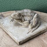 Cement frog, signed A. Picot