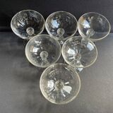 6 Champagne glasses in glass with Venetian ribs - XIXth