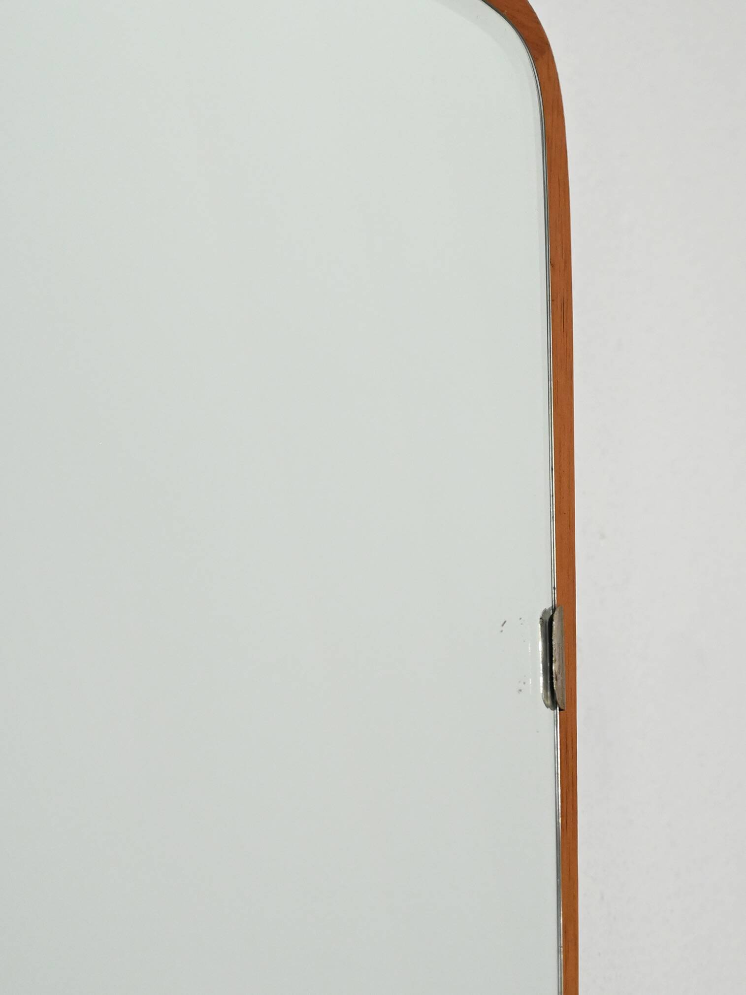 Scandinavian slightly convex rectangular teak mirror by "Kron"