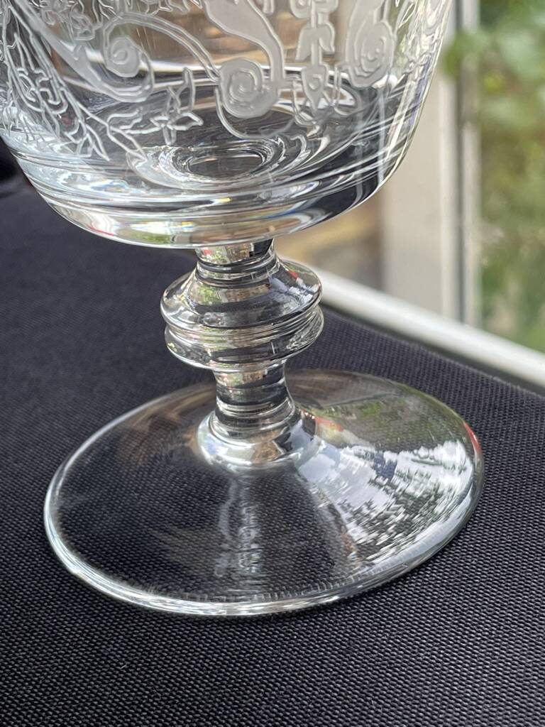 6 engraved crystal glasses