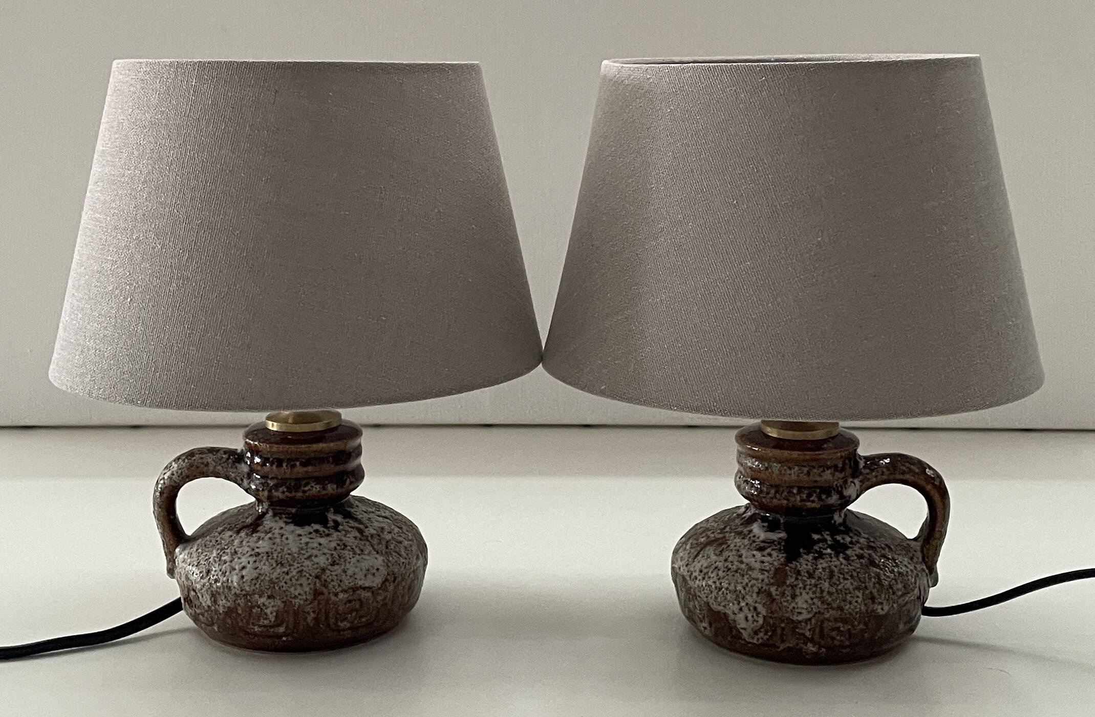 pair of ceramic bedside lamps "Fat-Lava", origin West Germany