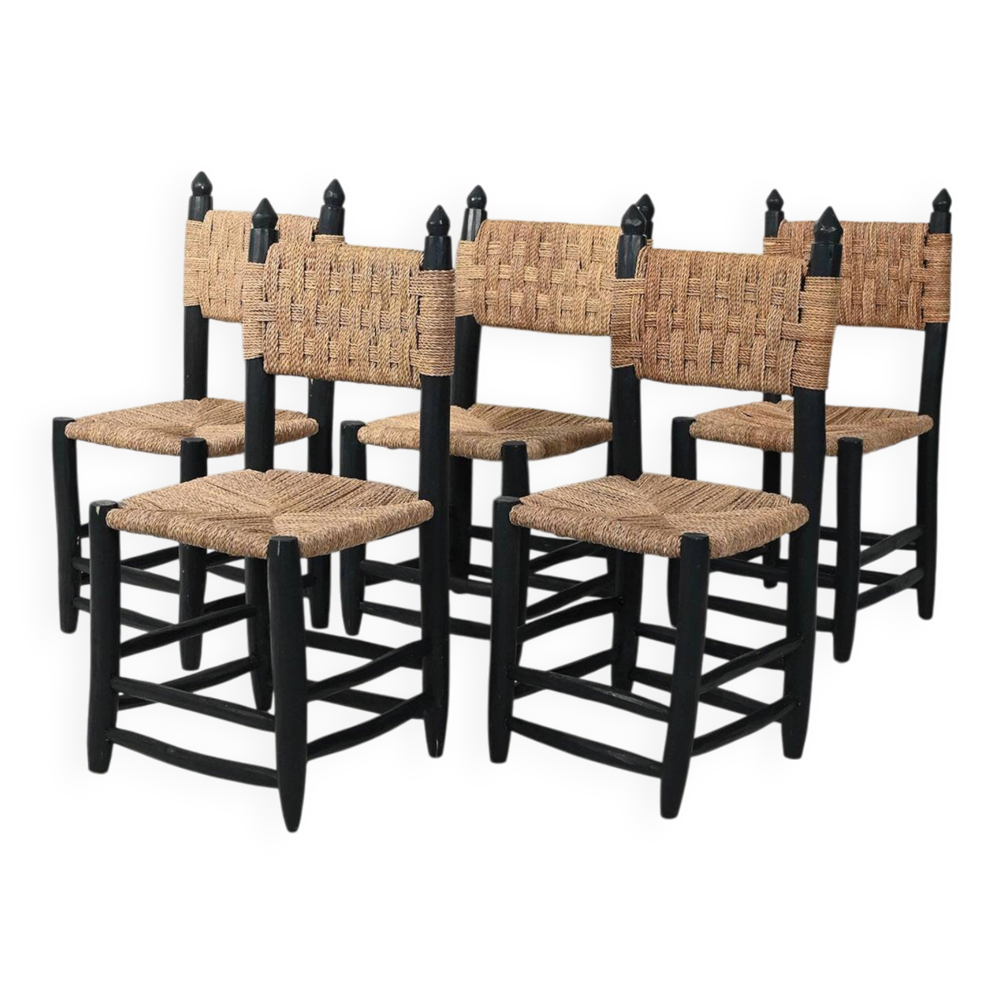 5 chaises marocaines en bois bleu