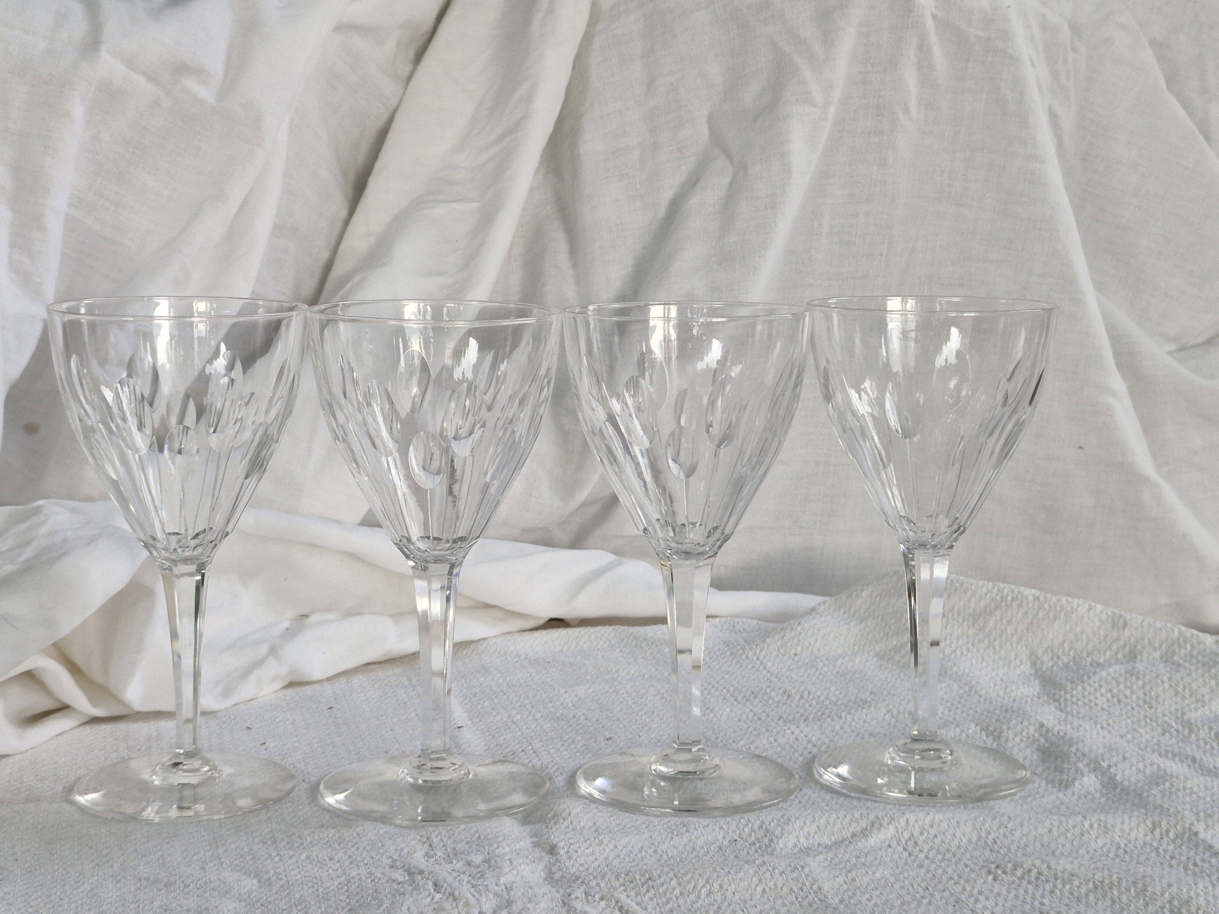 4 Verres à eau anciens - cristal Val Saint Lambert modèle Nestor taille Ham