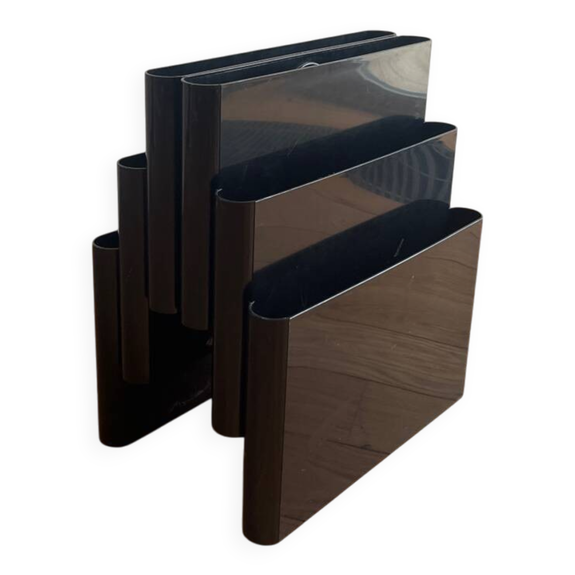 Black magazine rack Kartell 4676 / 4675 (Giotto Stoppino)