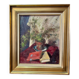 20th century still life painting with books