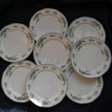 Lot de 8 assiettes à dessert en faïence boch la louviere. modèle duchesse.