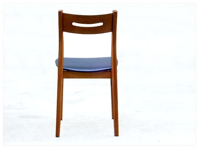 Renovated vintage Scandinavian teak and skaï 1960 chairs