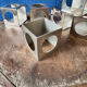 Set of 6 minimalist chrome steel candle holders from the 70s.