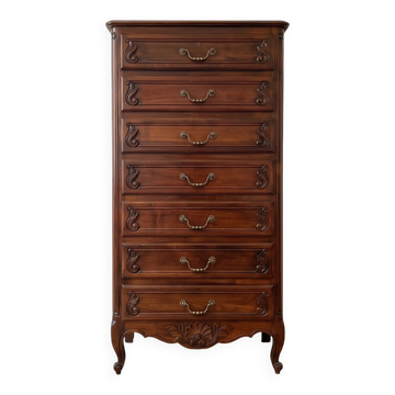 Louis XV style chest of drawers in dark wood with 7 drawers