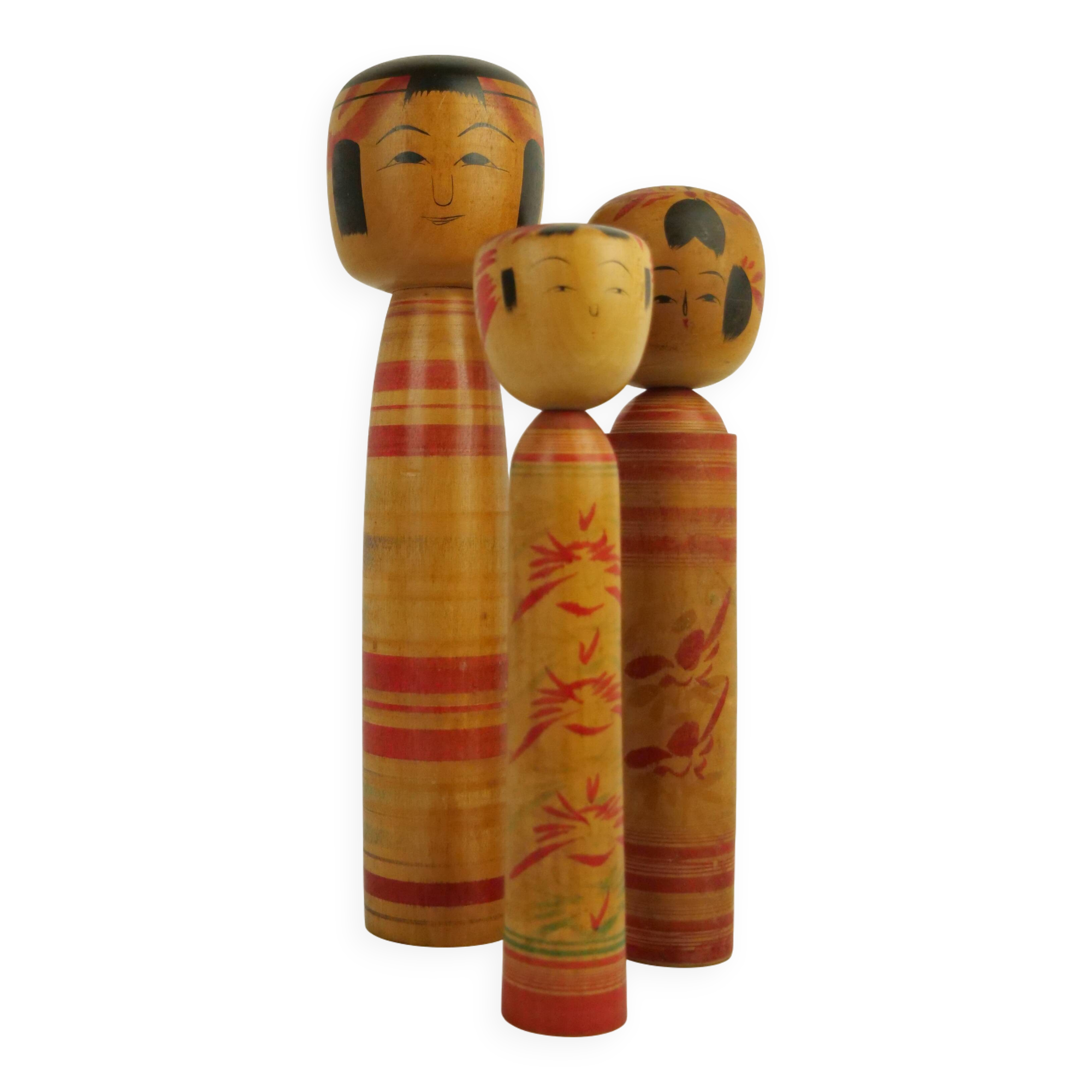 Lot de 3 kokeshi ( taille moyenne )