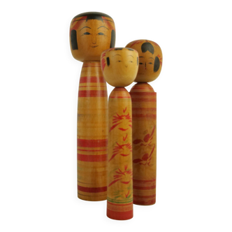 Set of 3 kokeshi (medium size)