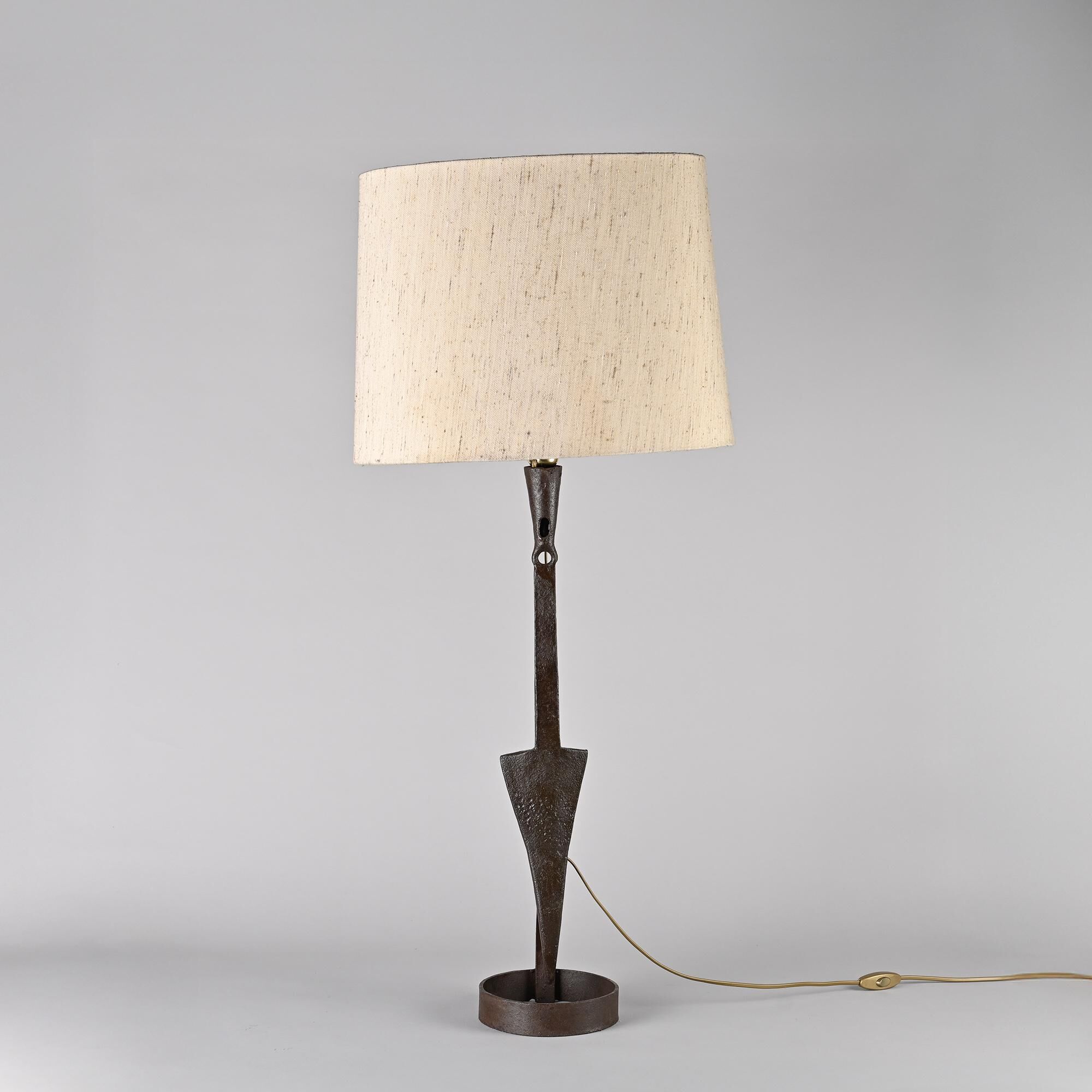 Grande lampe en fer forgé de Léopold Gest, années 1970