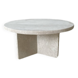 Thaly Circular Coffee Table - Natural Travertine