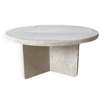 Thaly Circular Coffee Table - Natural Travertine
