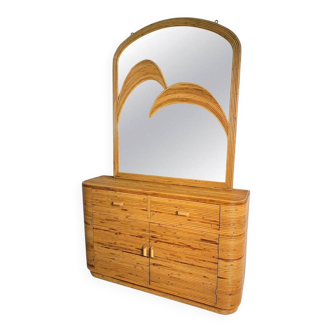Rattan Dresser with Mirror from Vivai Del Sud, 1970