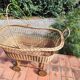Vintage rattan Alsatian doll cradle bassinet