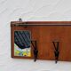 Vintage wooden wall coat rack mirror from the 1960s.